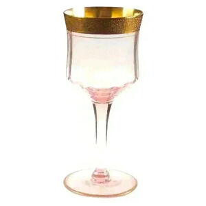 TIFFIN Franciscan Valencia Pink Water Stem Goblets, Vintage 11 pieces w/Gold